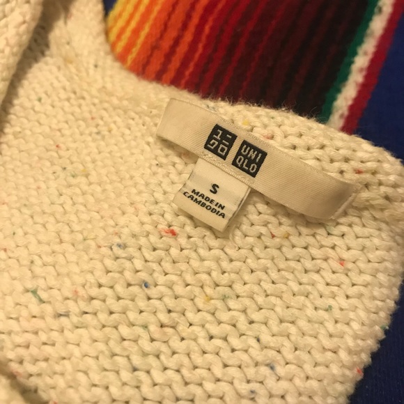 Knit White Multicolor Speckle Uniqlo Sweater - Picture 2 of 3
